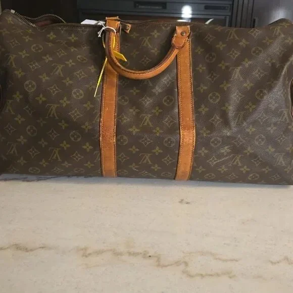 WORK NEEDED: Louis Vuitton Monogram Brown Travel Duffle Bag - Picture 9 of 9